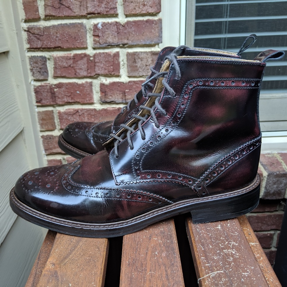 Ame Delan Wingtip Burgandy Boots (Italian Made)
